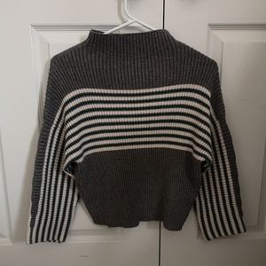 Mock neck stripe accent sweater